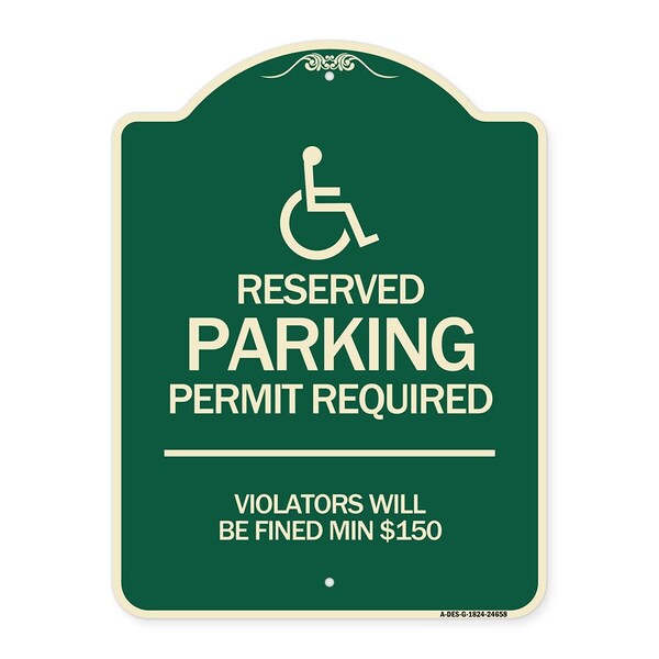 Signmission Connecticut Reserved Parking Permit Required Violators Fined Min $150 Alum, 24" x 18", G-1824-24658 A-DES-G-1824-24658 - main
